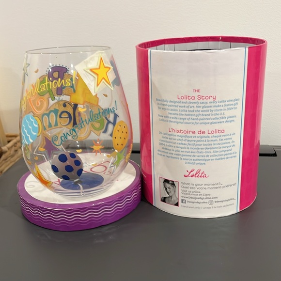 🔥”2 for $12” Lolita Stemless Happy Retirement Glass NWT - Picture 2 of 4